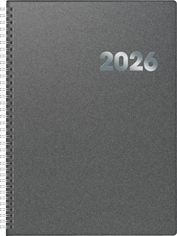 BRUNNEN Book Calendar Model 789 2026 | A4, Plastic, Grey
