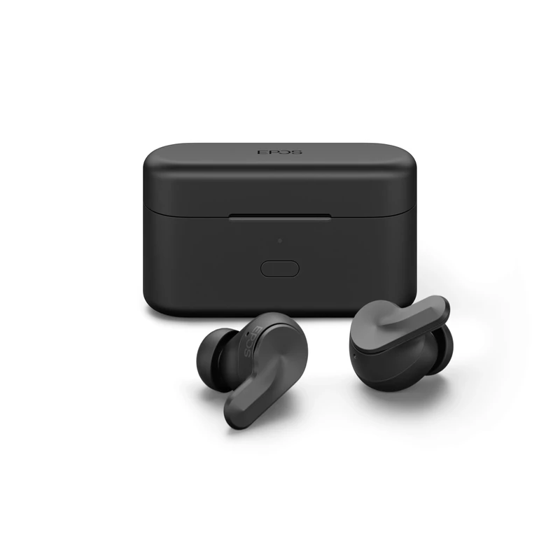 EPOS ADAPT E1 True Wireless Earbuds Black - Hybrid ANC, Multi-Point Bluetooth, Microsoft Teams & Made for iPhone Certified, 50H Battery, Wireless Charging, Semi Open, USB C Dongle IPX5 Water Resistant