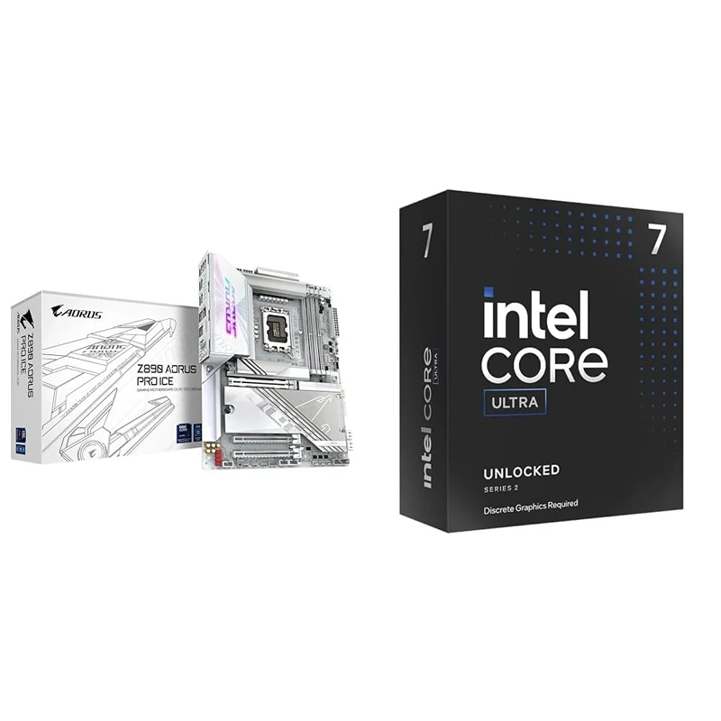 Gigabyte Z890 AORUS PRO ICE Motherboard + Intel Core Ultra 7 Desktop Processor 265KF 20 cores (8 P-cores + 12 E-cores) up to 5.5 GHz