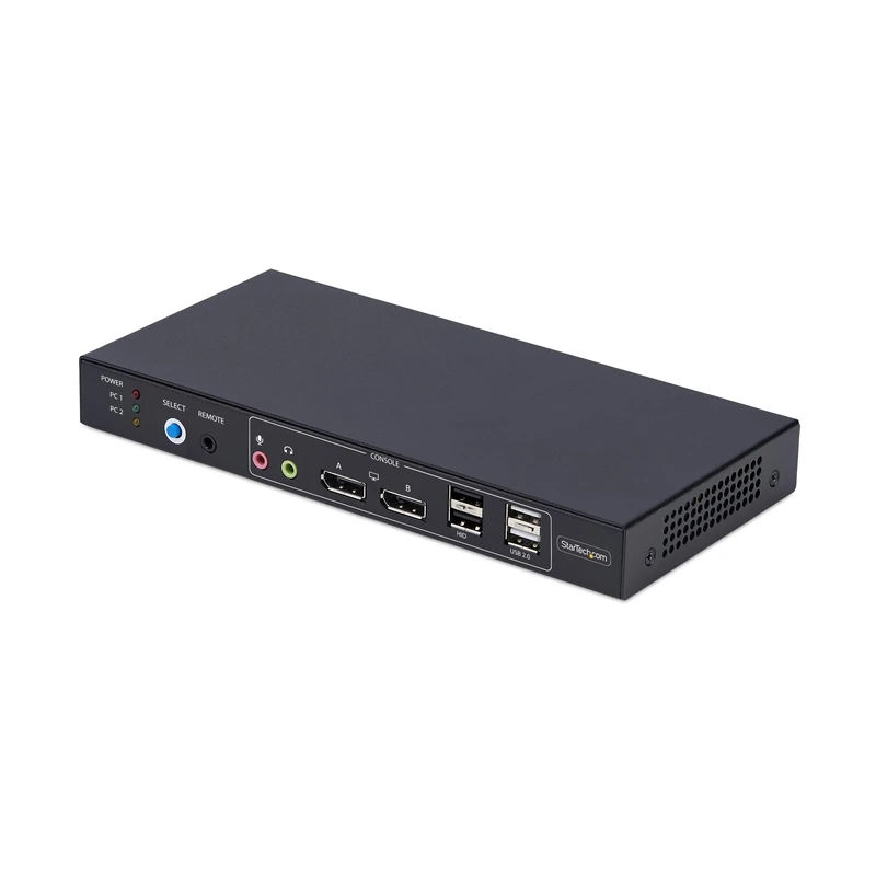 StarTech.com 2-Port Dual-Monitor DisplayPort KVM Switch with Dual View Video Matrix, 4K 60Hz, 4x USB Hub Ports, TAA Compliant