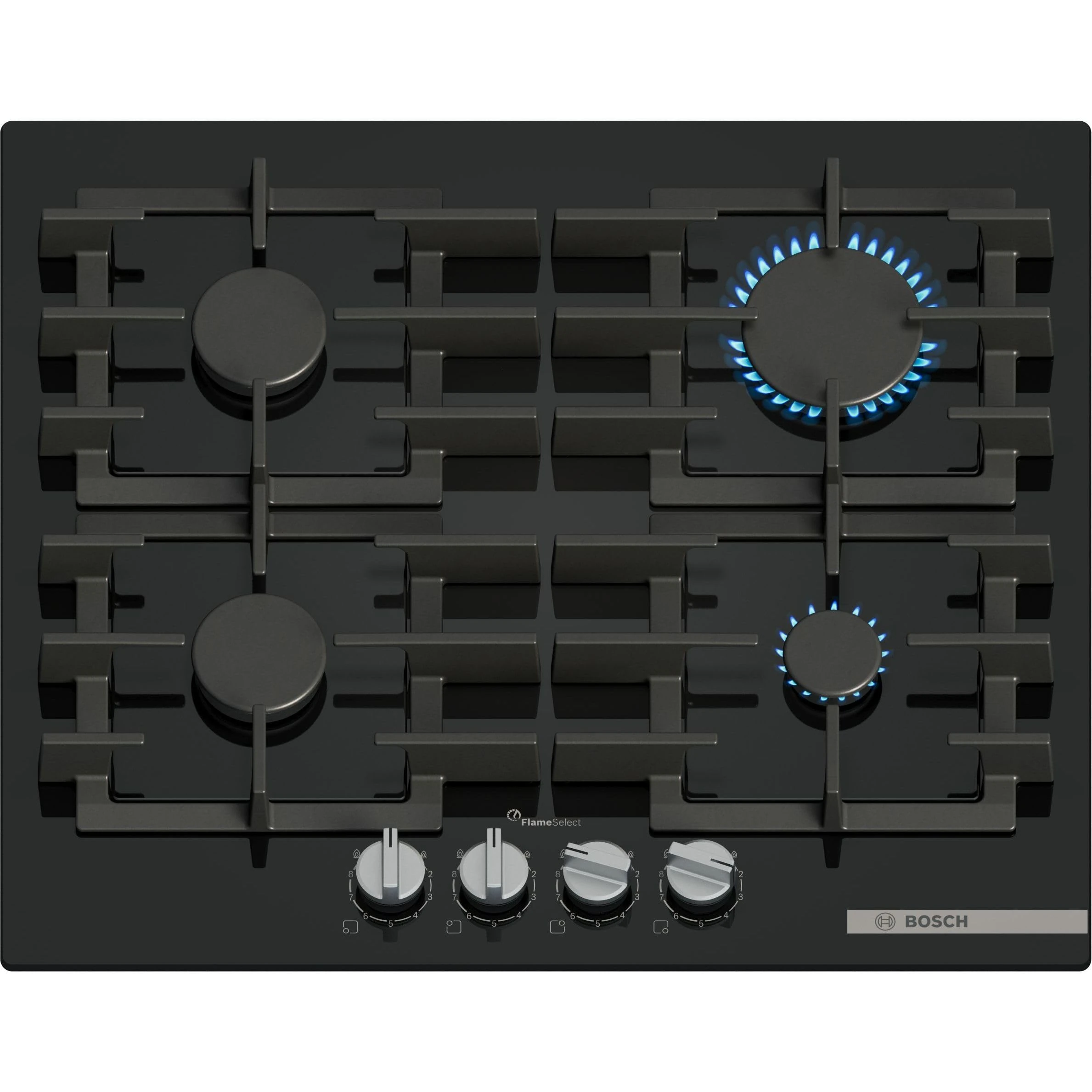 Bosch PPP6A6I40, Series 6, Gas Hob, 4 Burns, 60 cm, Black Tempered Glass
