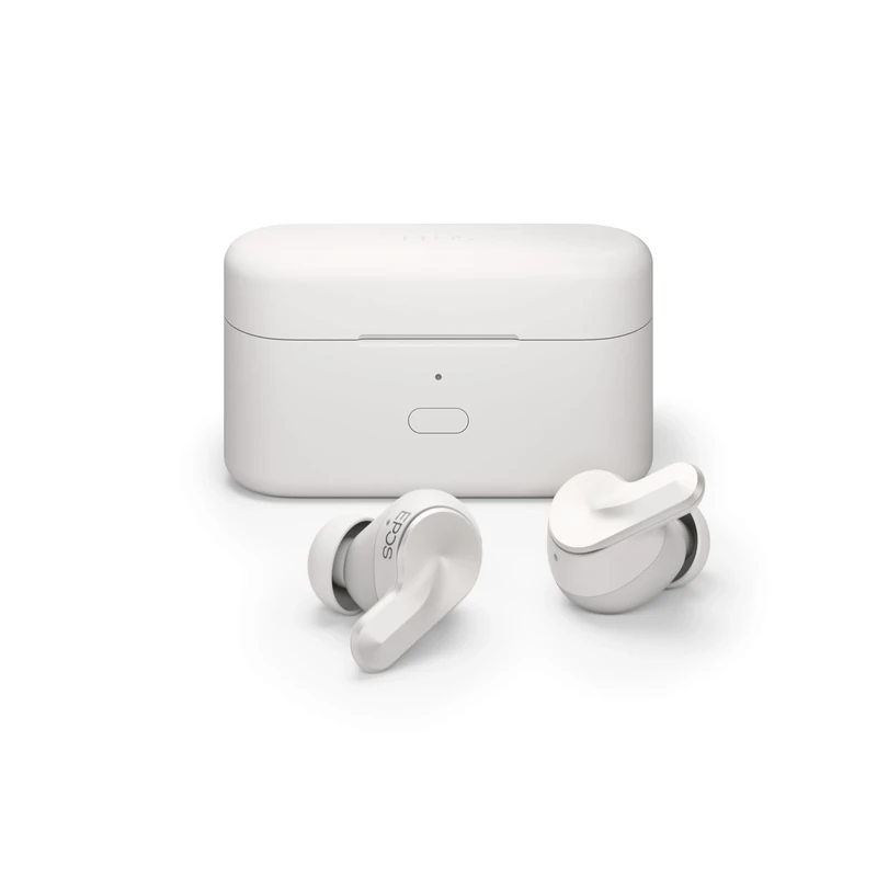 EPOS ADAPT E1 True Wireless Earbuds White - Hybrid ANC, Multi-Point Bluetooth, Microsoft Teams & Made for iPhone Certified, 50H Battery, Wireless Charging, Semi Open, USB C Dongle IPX5 Water Resistant
