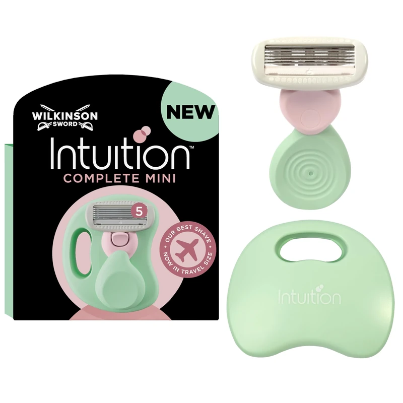 WILKINSON SWORD Intuition Complete Women's Mini Razor with Travel Case, for Tricky Zones Like Bikini Line, Armpits, Knees & Ankles, with Skin Protect Gel for Smooth Shave