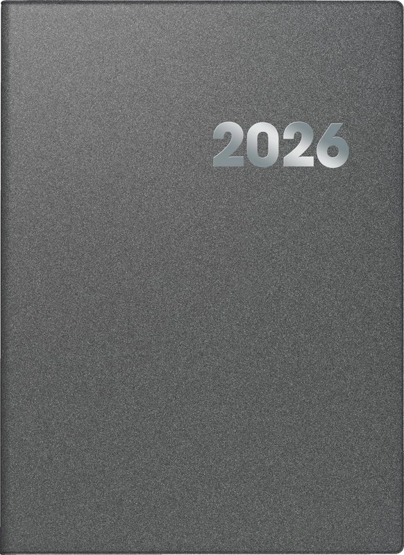 BRUNNEN Book Calendar Model 789 2026 | A4, Plastic, Grey