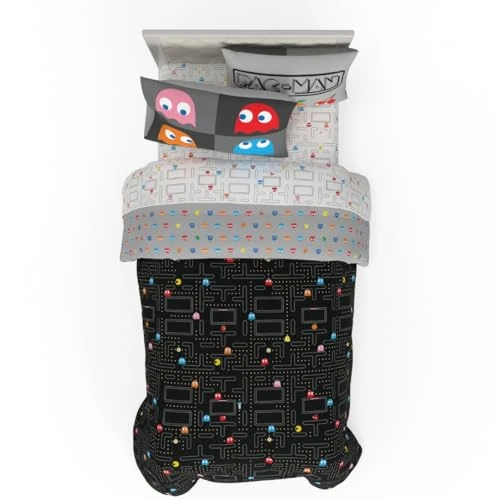 Franco Comforter and Sheet Set, Microfiber, Pac-Man, 5 Piece Twin Size