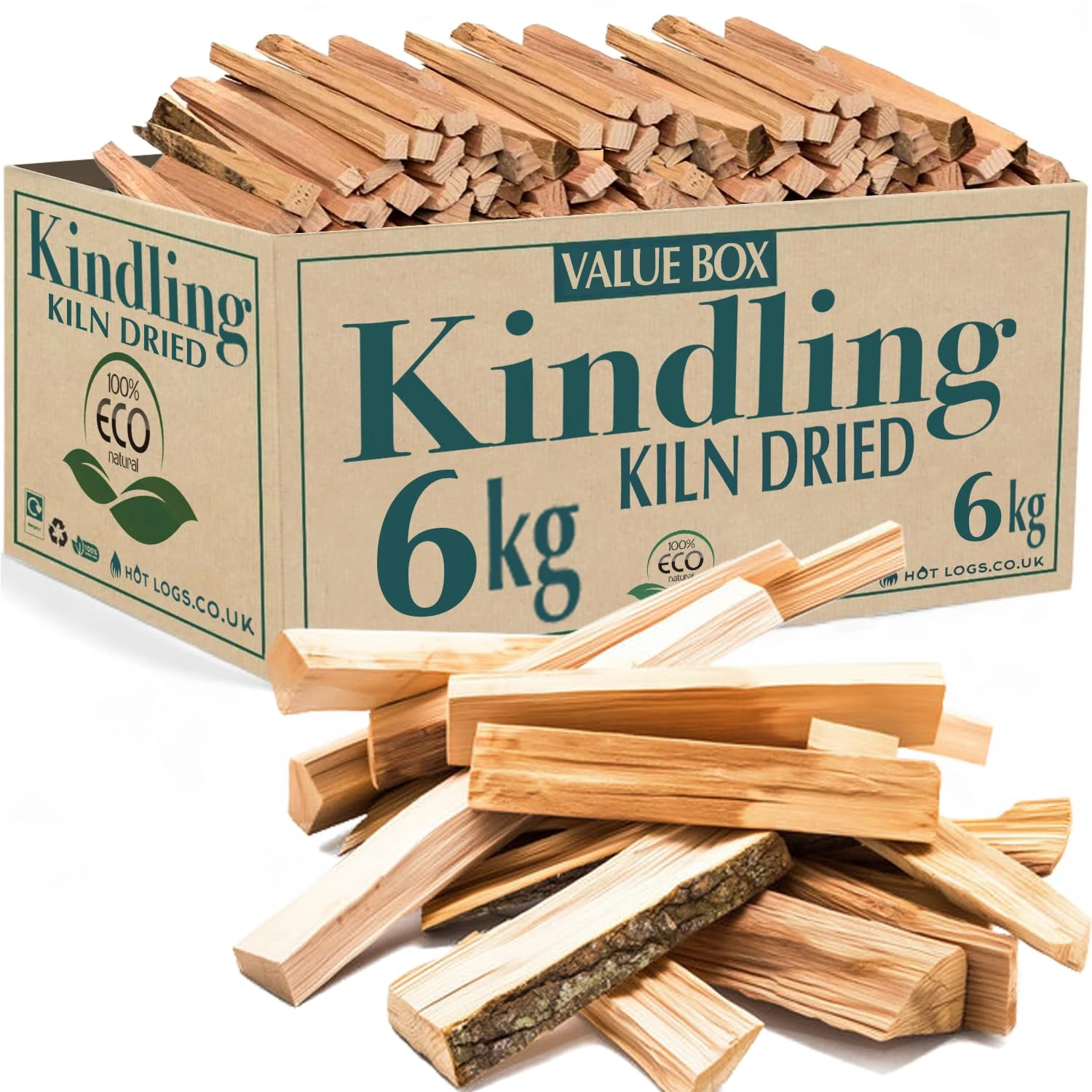 6kg Kiln Dried Kindling Wood - 6KG Bumper Box Pack of Natural Firelighters For Woodburning Stove, Log Burner, Open Fire Pit, Camping BBQ Pizza Oven. Fire Starters Ready To Burn