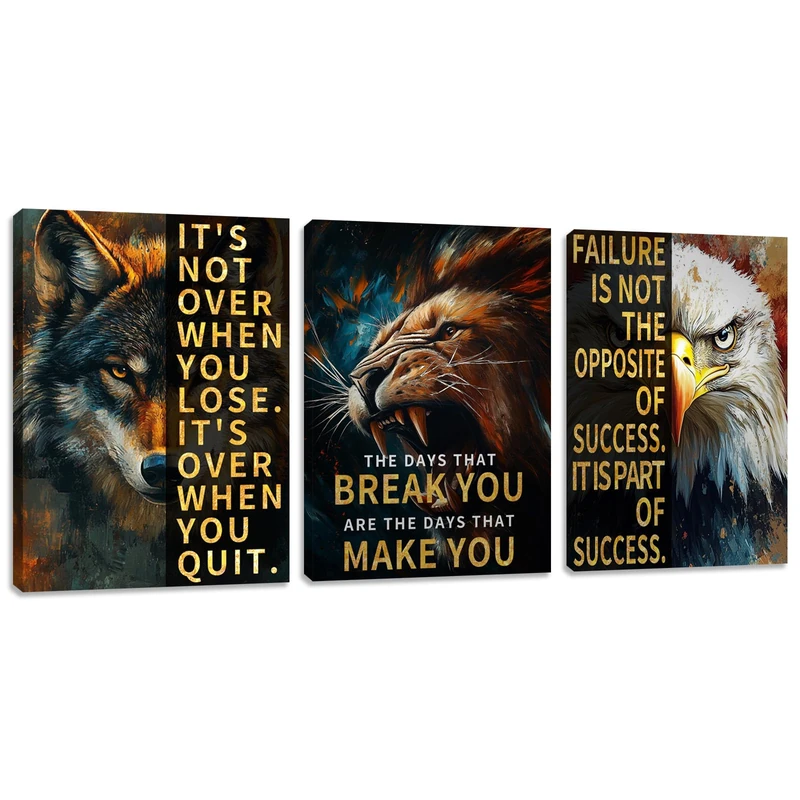 3 Panel Print Canvas Wall Art Motivational Office Wall Decor Painting Inspirational Posters Modern Inspiring Artwork for Home Living Room Bedroom Wall Decor Office Wall Art Ready to Hang - 60"Wx28"H