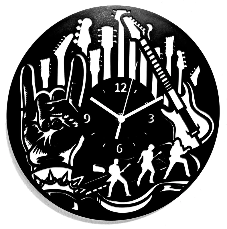 Instant Karma Clocks | Rock Guitar Wall Clock – Silent Non-Ticking Quartz – Wall Decoration for Music Lover, Band Studio, Rehearsal Room, Rock Bar, Guitarist Gift