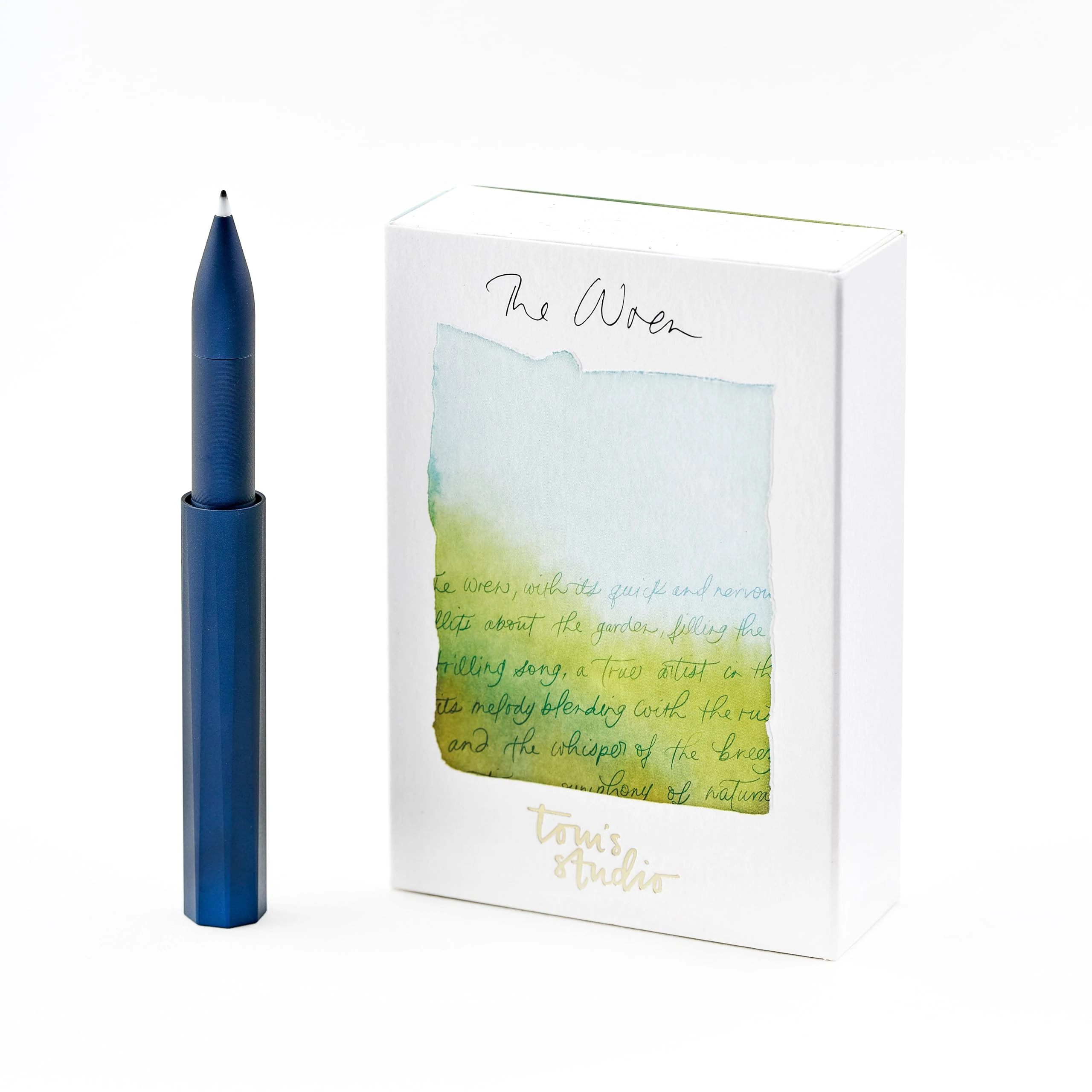 Tom's Studio The Wren – Refillable Everyday Writing Pen (Midnight) | Japanese-Made Tip (0.3–0.5mm) | Anodised Aluminium | Includes Ink Reservoir & 3ml Midnight Ink | Compact Gift for Writers