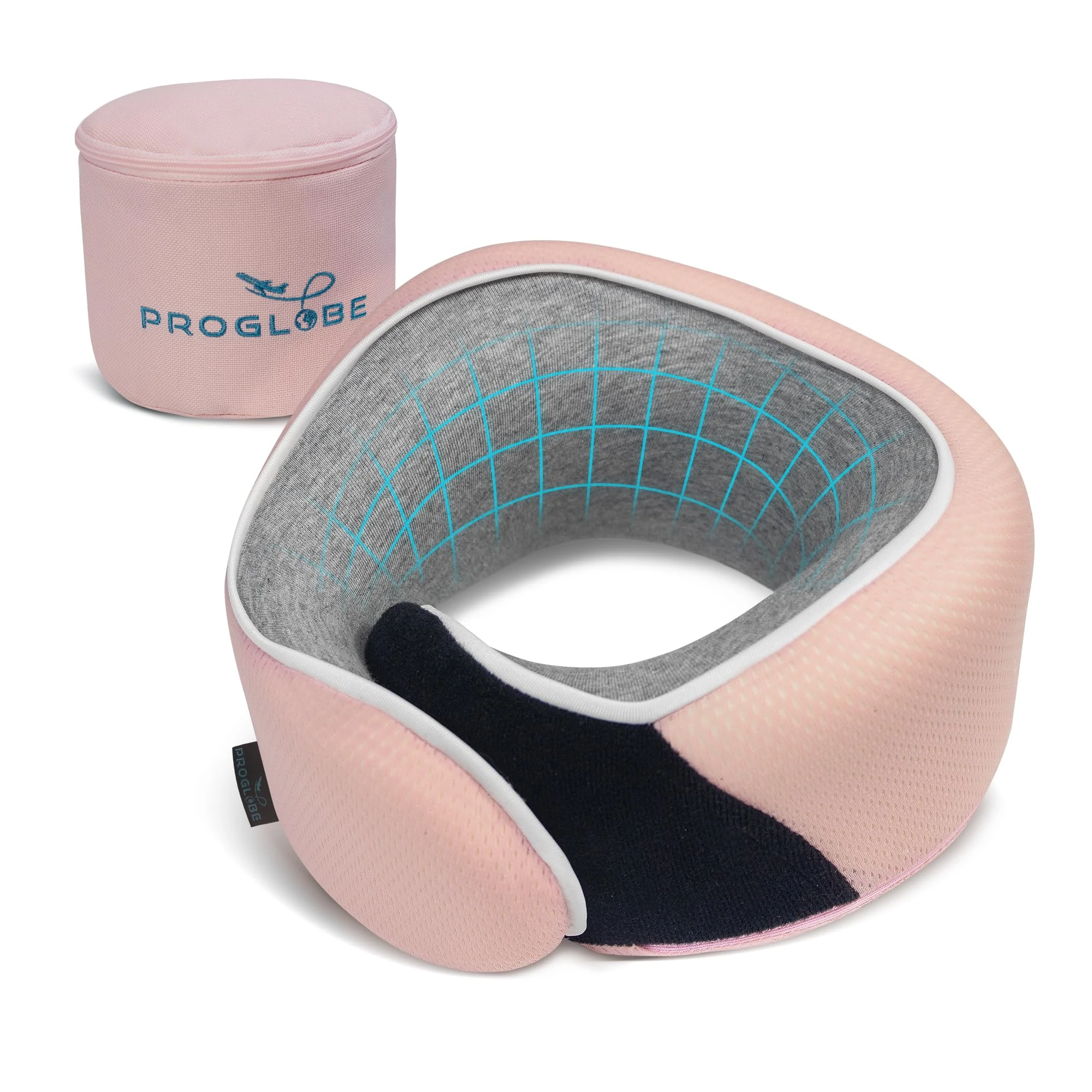 Proglobe Soft Kids Travel Pillow – Memory Foam Neck Pillow for Kids Aged 4+ – Ideal for Car, Plane & Travel Comfort (Light Pink - Kids)