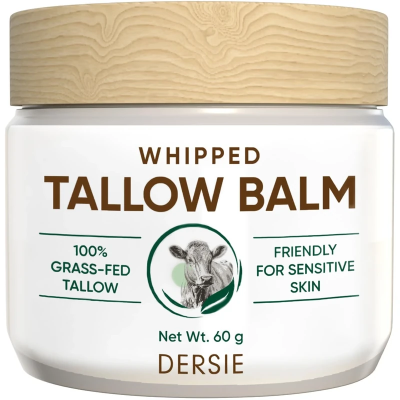 Beef Tallow Balm for Skin Care: Whipped Tallow Face and Body Moisturizer with Emu Oil, Blue Cypress, Sandalwood Oil – Fresh Herbal Scent Suitable for Man and Women - 2.12 OZ(Cream-Like)