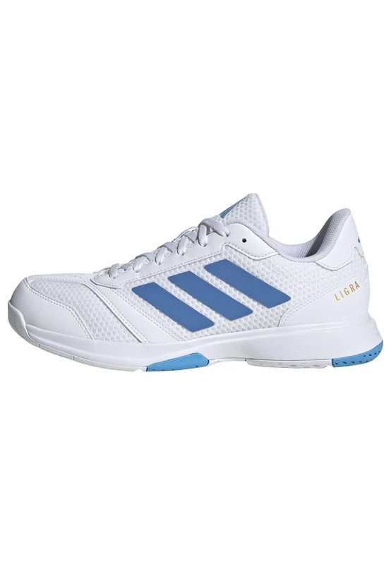 adidas Men's Ligra 8 Mens Indoor Shoes, FTWR White/ray Blue/Lucid Aquamarine, 5 UK