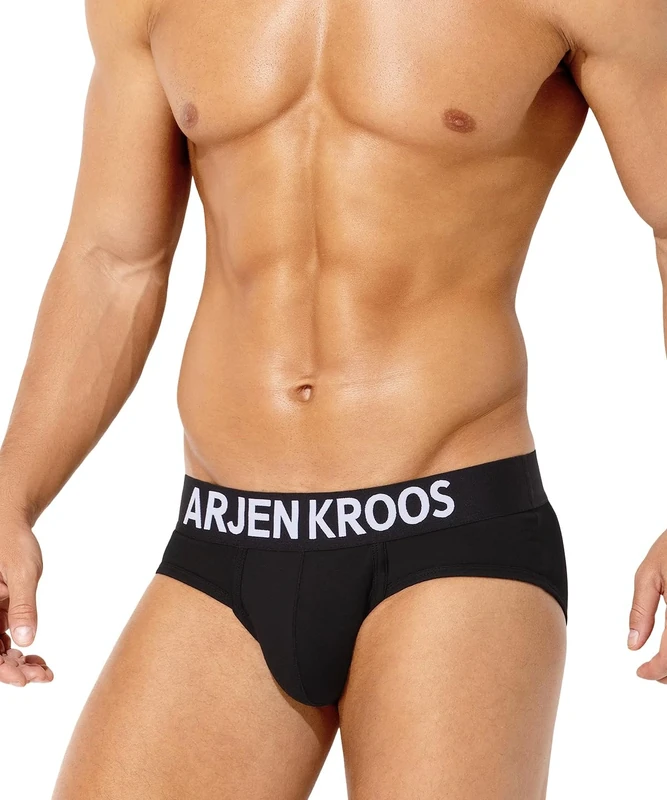 Arjen Kroos Men's Briefs Underwear Natural Cotton Underpants Soft Stretch Pants with Low Rise Slips Underwear,Black,M