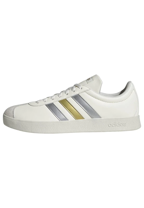 adidas Women's VL Court Base Shoes, Off White/Silver met./Gold met., 9 UK