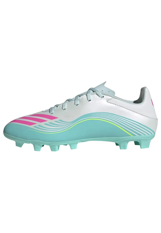 adidas Unisex F50 Messi Club Firm Ground/Multi Ground Football Boots, FTWR White/Lucid Pink/Flash Aqua, 4.5 UK