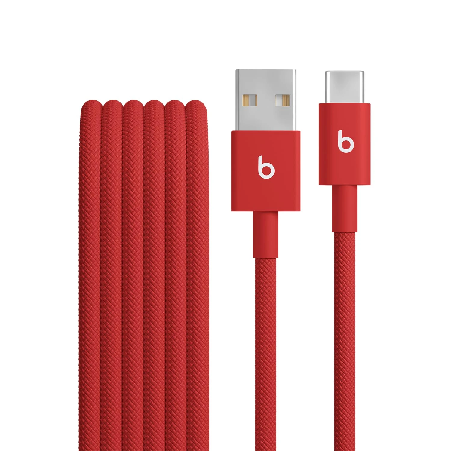 Beats USB-A to USB-C Woven Cable, Fast Charging, Durable and Tangle-Free Design, Compatible Charger for Apple & Android Devices (1.5 m) – Rapid Red