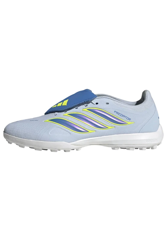 adidas Unisex Predator League Fold-Over Tongue Turf Football Shoes, Crystal Sky/ray Blue/Team Solar Yellow 2, 9.5 UK