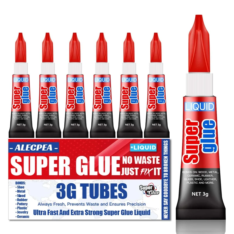 3g (6 Pack), Super Glue Liquid, All Purpose, Fast Setting, Ideal for Metal, Ceramics, Leather & More