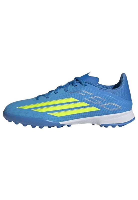 adidas Unisex Kids F50 League Turf Football Shoes Kids, Lucid Ray Blue/Team Solar Yellow 2/Lucid Aquamarine, 3 UK
