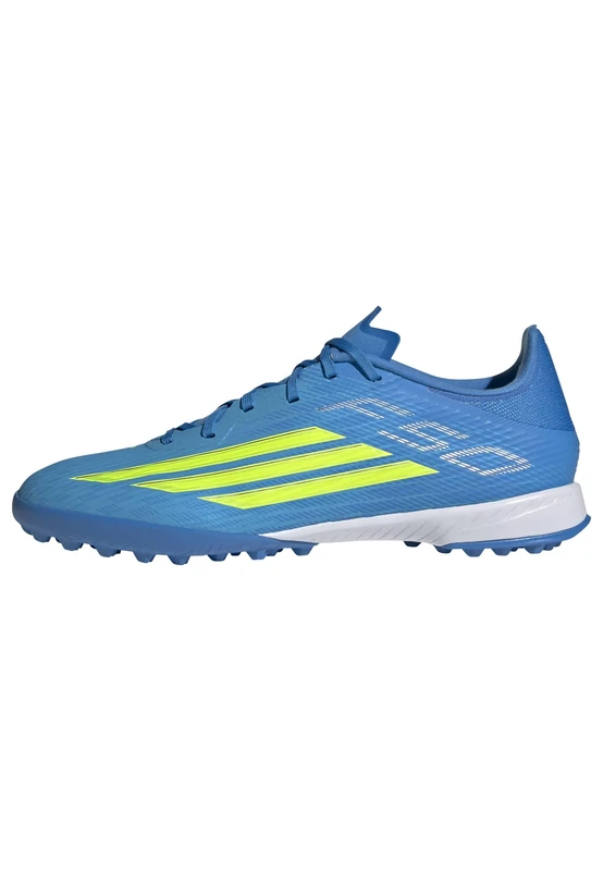 adidas Unisex F50 League Turf Football Shoes, Lucid Ray Blue/Team Solar Yellow 2/Lucid Aquamarine, 11 UK