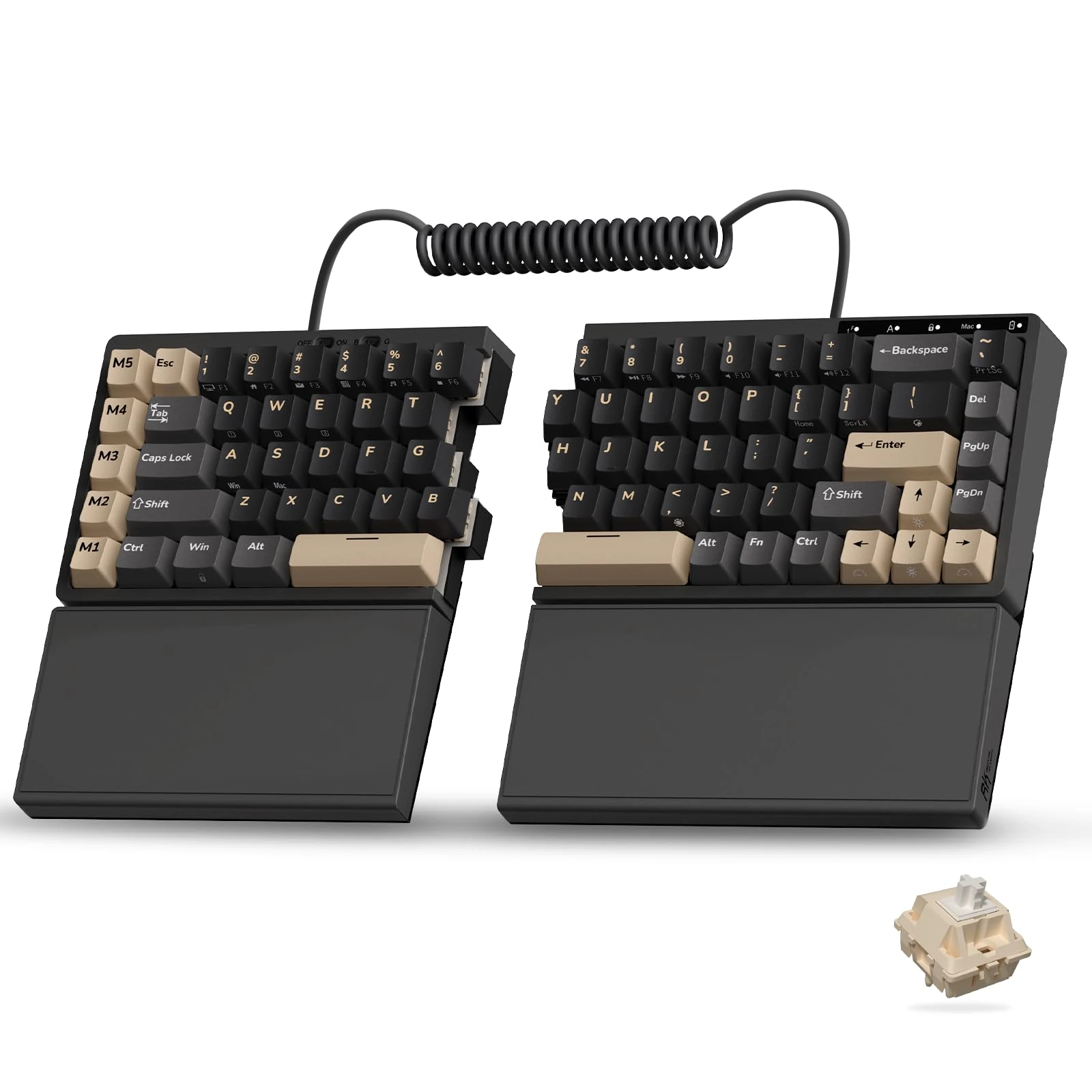RK ROYAL KLUDGE RKS70 Wireless Gaming Keyboard, Ergonomic Split Design, Bluetooth/2.4G/Wired 75% Compact RGB Backlit Mechanical Keyboard with Fixed Wrist Rest for Win/Mac Hot-Swappable Creamy Switches
