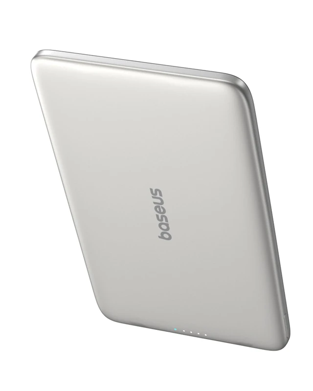 Baseus Picogo AM41 Power Bank, Ultra Slim 5000 mAh Magsafe Power Bank, PD 20W Fast Charge, Portable Wireless Magnetic External Battery with USB C Cable for iPhone 17/16/15/14/13/12, Titanium