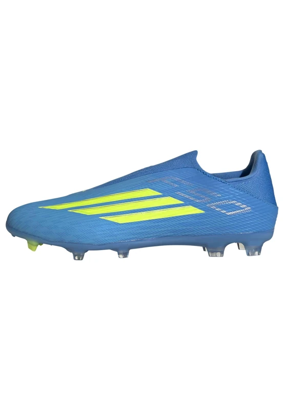 adidas Unisex F50 League Laceless Firm Ground/Multi Ground Football Boots, Lucid Ray Blue/Team Solar Yellow 2/Lucid Aquamarine, 10.5 UK