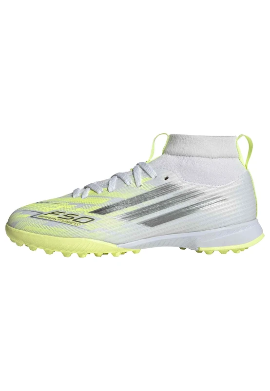 adidas Unisex Kids F50 SPARKFUSION League Mid Cut Turf Football Shoes Kids, FTWR White/Iron met./hi-res Yellow, 2 UK