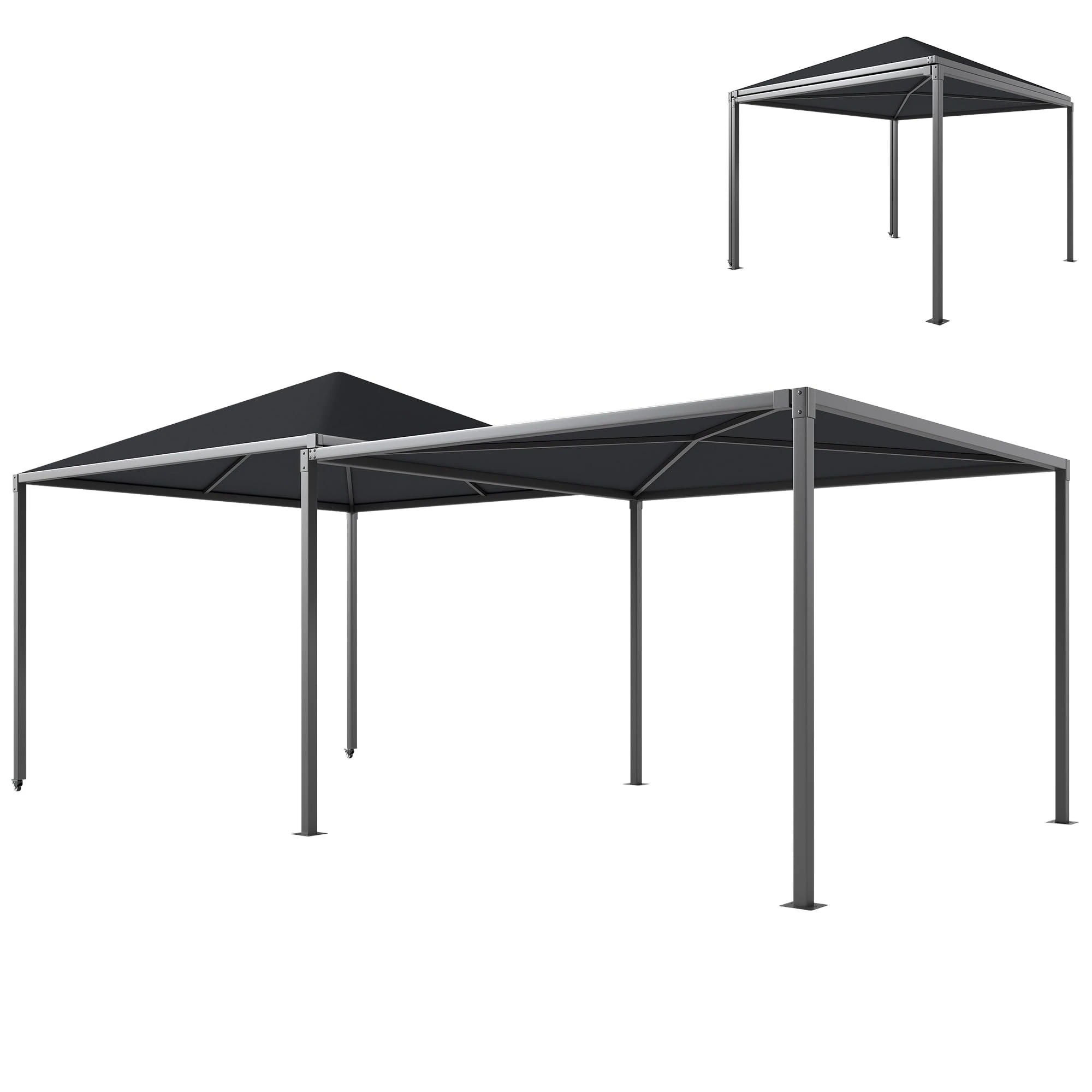 Outsunny 3 x 3(m) Garden Gazebo Canopy with Extendable Awning and Wheels