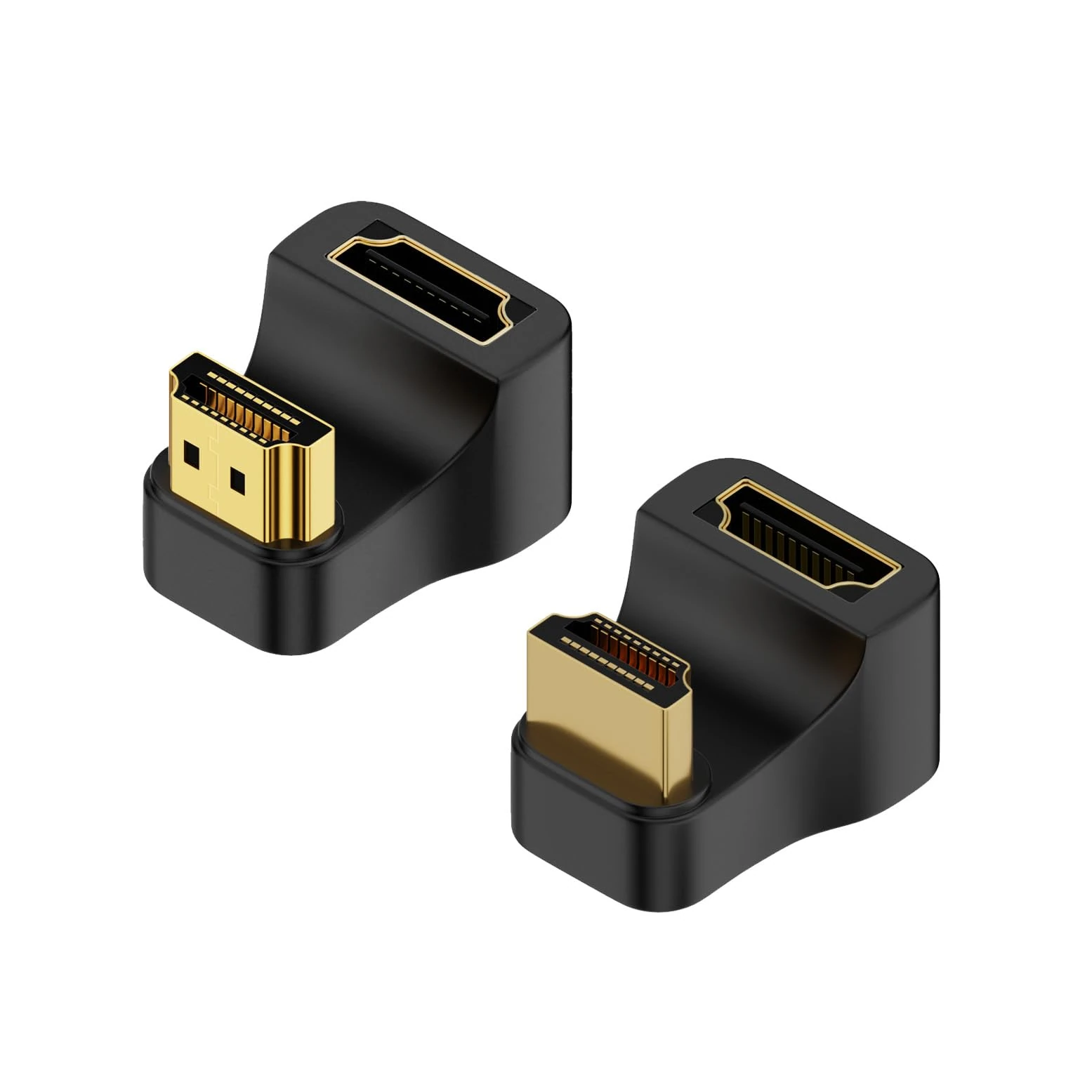 JZK 2 Pcs HDMI U Shape Angled Adapter, hdmi 2.1 Male to Female 8K@60Hz 180° Connector, HD Connector Socket, hdmi 360 Degree Adapter for HDTV, Laptop, PC Monitor, Projector (1 Positive+1 Reverse)