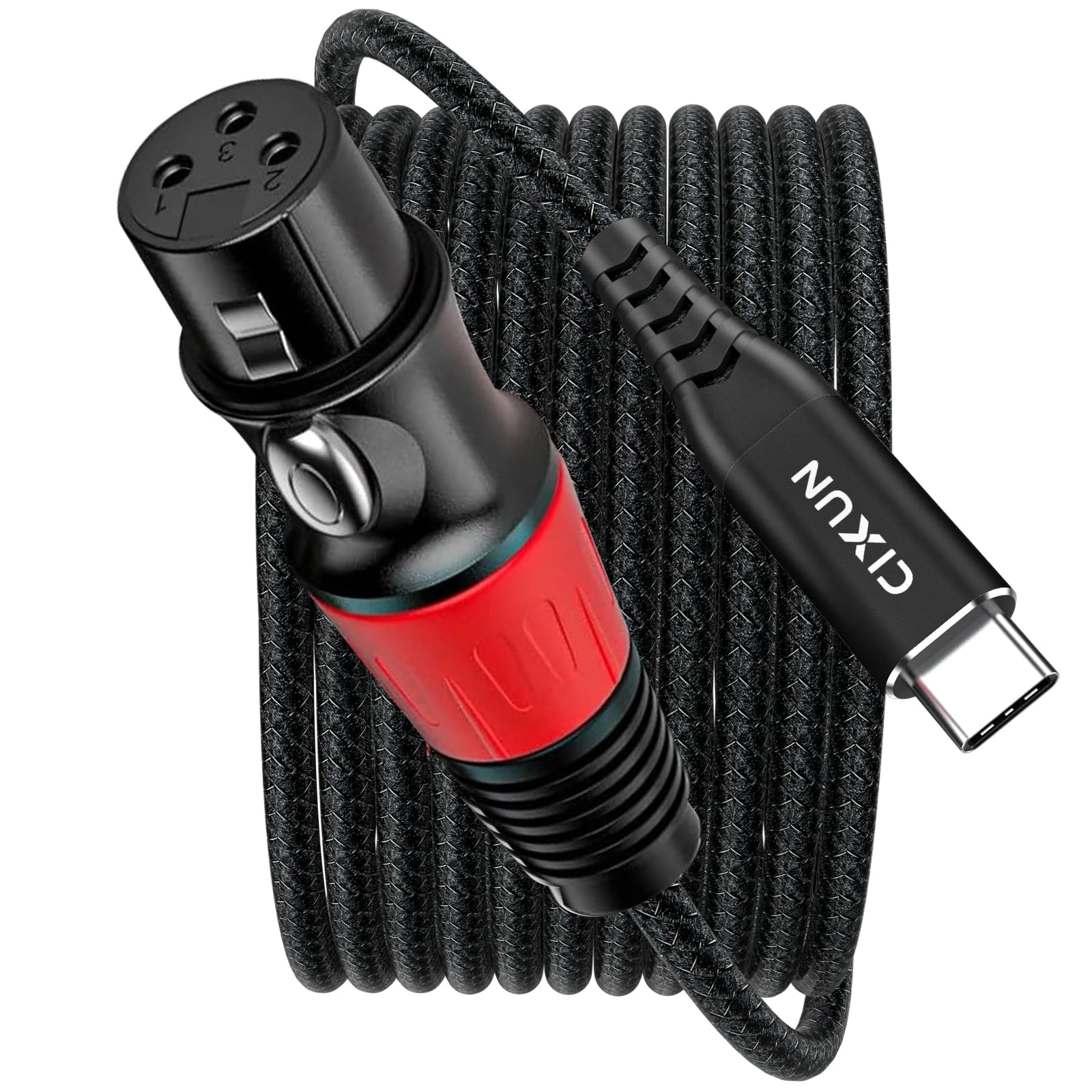 CIXUN USB C to XLR Microphone Audio Cable, Braided USB C to XLR Female Recording Cable Cord Connector Adapter, Dynamic Microphone, Compatible for iPhone 15/16 Series, MacBook (1M/3Ft)