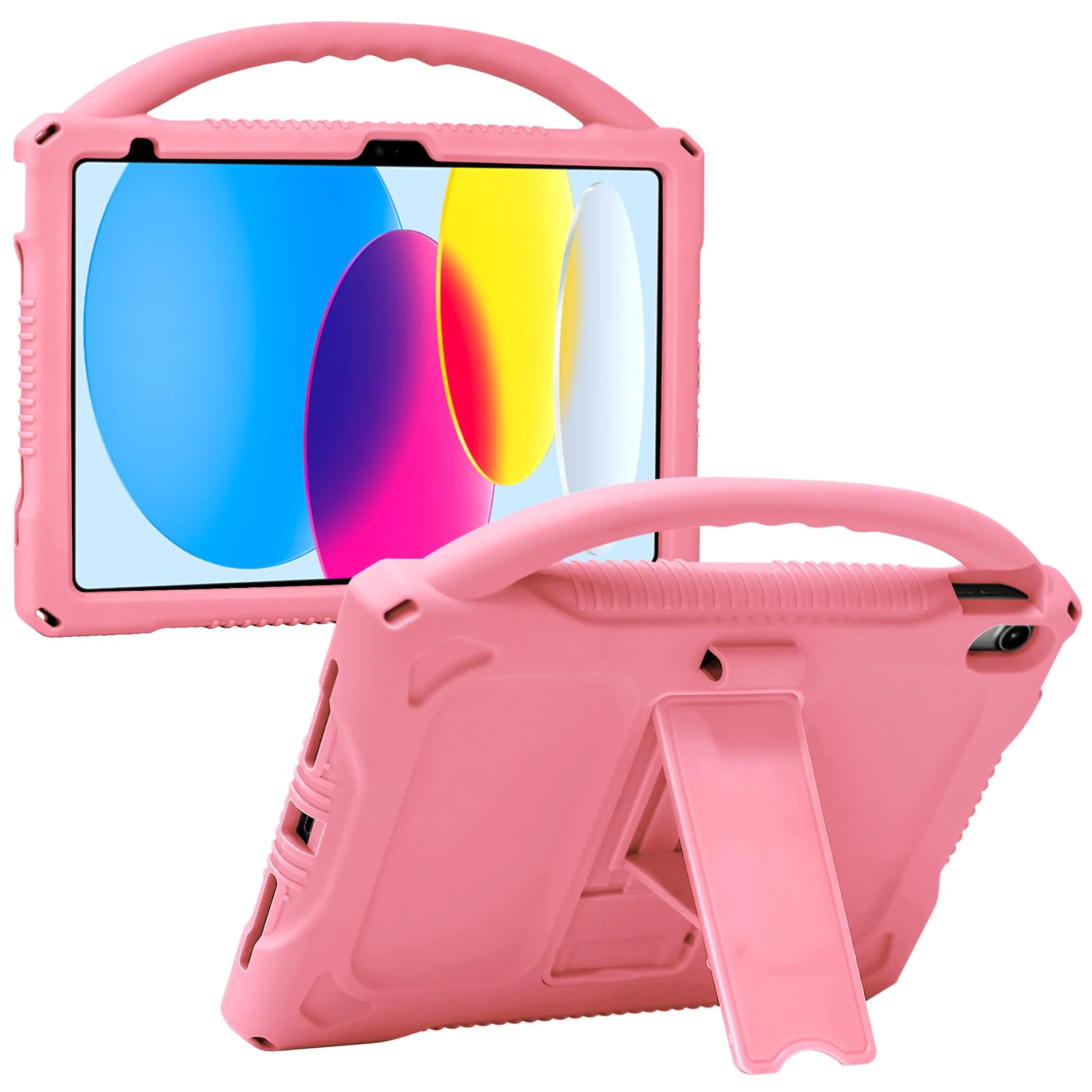 JOGUIIA Kids Case for iPad 10th Generation (10.9inch 2022)/11th Generation (A16) 11 Inch 2025,Shockproof Kids Cover with Handle Stand iPad 11th/10th Gen(Pink)