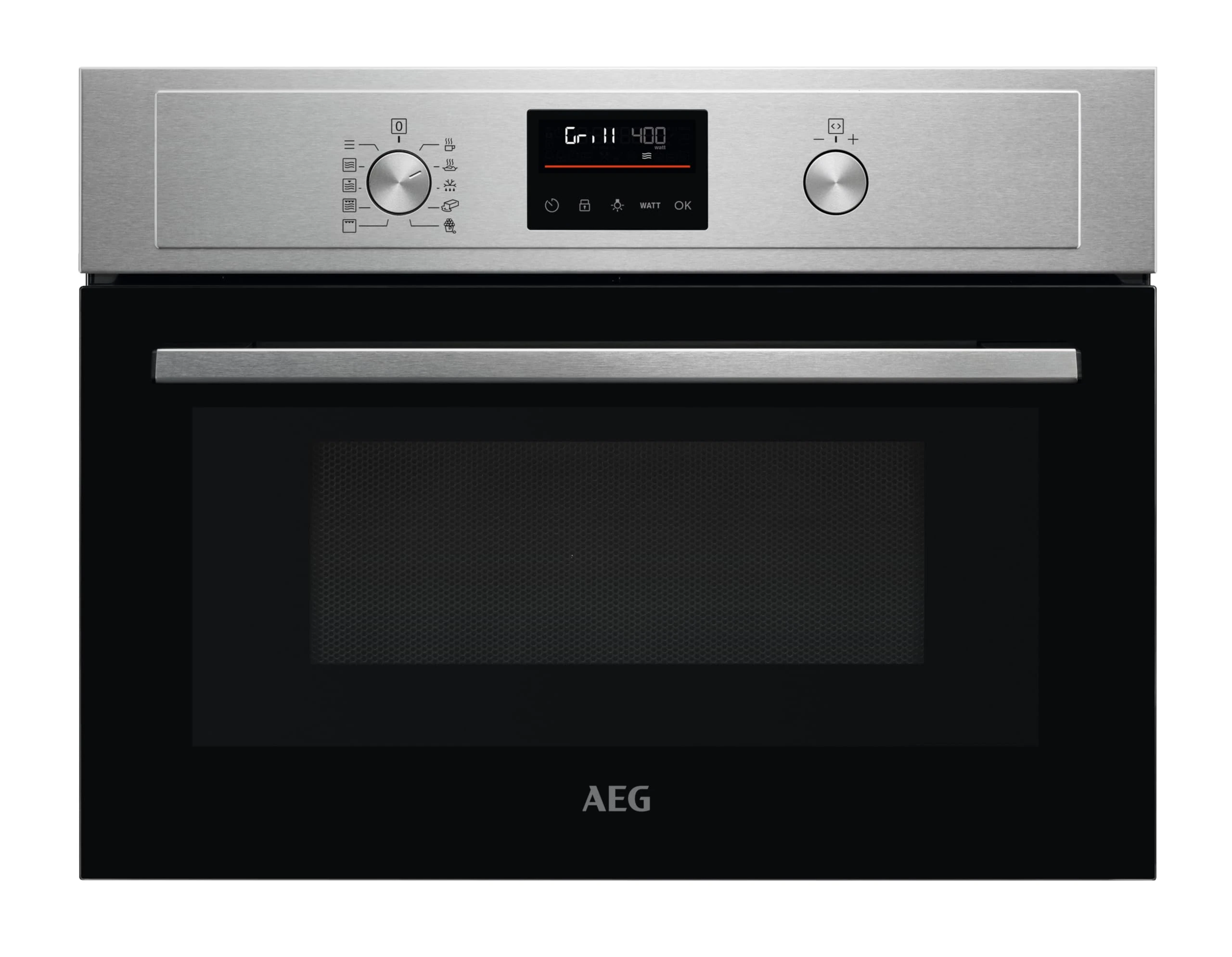 AEG 3000 Series Solo Microwave & Grill - Integrated Oven KMX525060M, 42L, Grill Function, Defrost, Electronic Display, Clean Enamel, Built-In 450x560x550mm, Stainless Steel Antifingerprint Coating