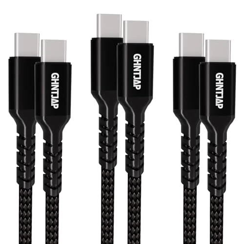 GHNTJAP USB C to USB C Cable, 3.3 ft (1 m), Type C Cable, PD Compatible, 60W Rapid Charging, High Speed Data Transfer, Type C to Type C, Compatible with iPhone 15/iPad/Galaxy/Pixel, Black