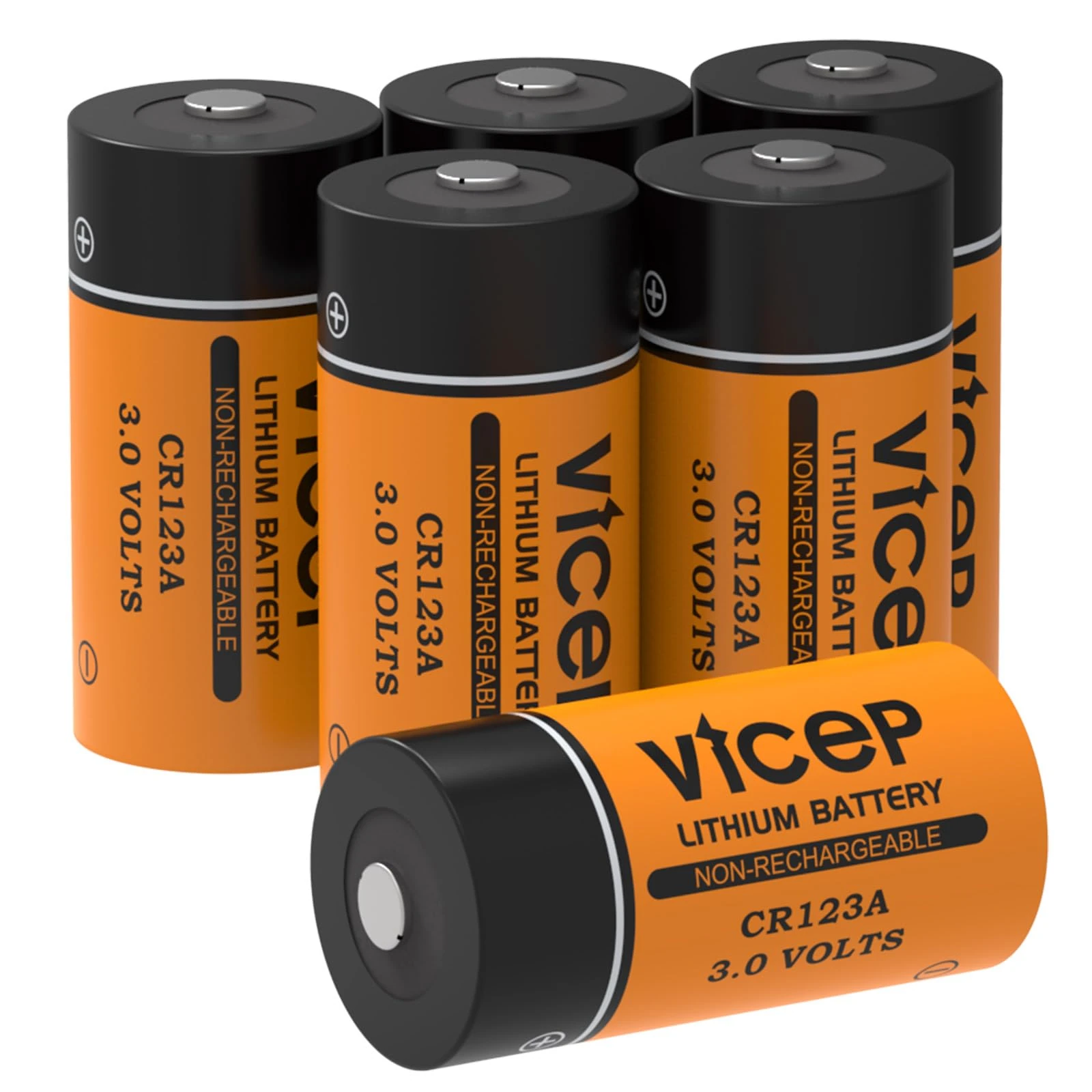ViCep 6-Pack CR123A Battery CR123 3V Lithium Batteries CR17345 1700mAh High Capacity for Flashlight, Alarm Sensor, Non-Rechargeable
