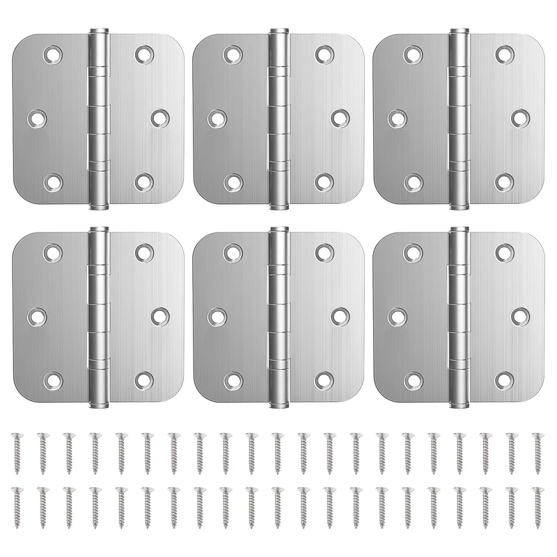 KOLET Ball Bearing Door Hinges 3.5 Inch Door Hinges 5/8 Inch Radius Corners Heavy Duty Stainless Steel Hinges Smooth and Quiet Pin No