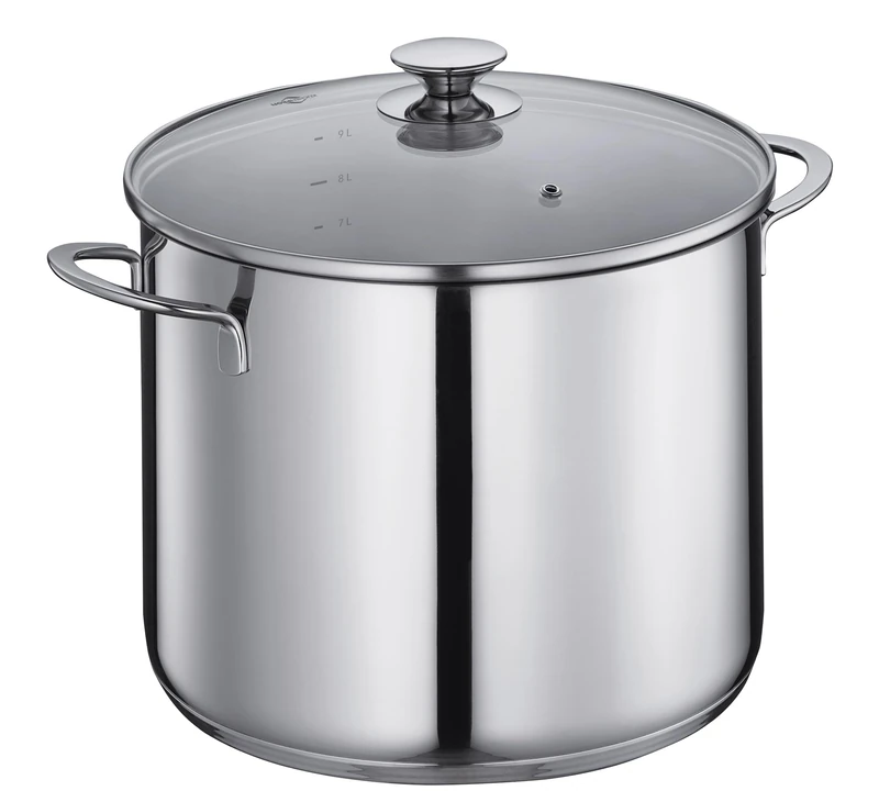 KÜCHENPROFI Capri Stock Pot, Diameter 26 cm, Stainless Steel, 10 L, with Inner Scale and Safety Glass Lid with Steam Hole, Strong Multilayer Base, Ideal for Large Portions and Energy-Saving Viewing - Image 1