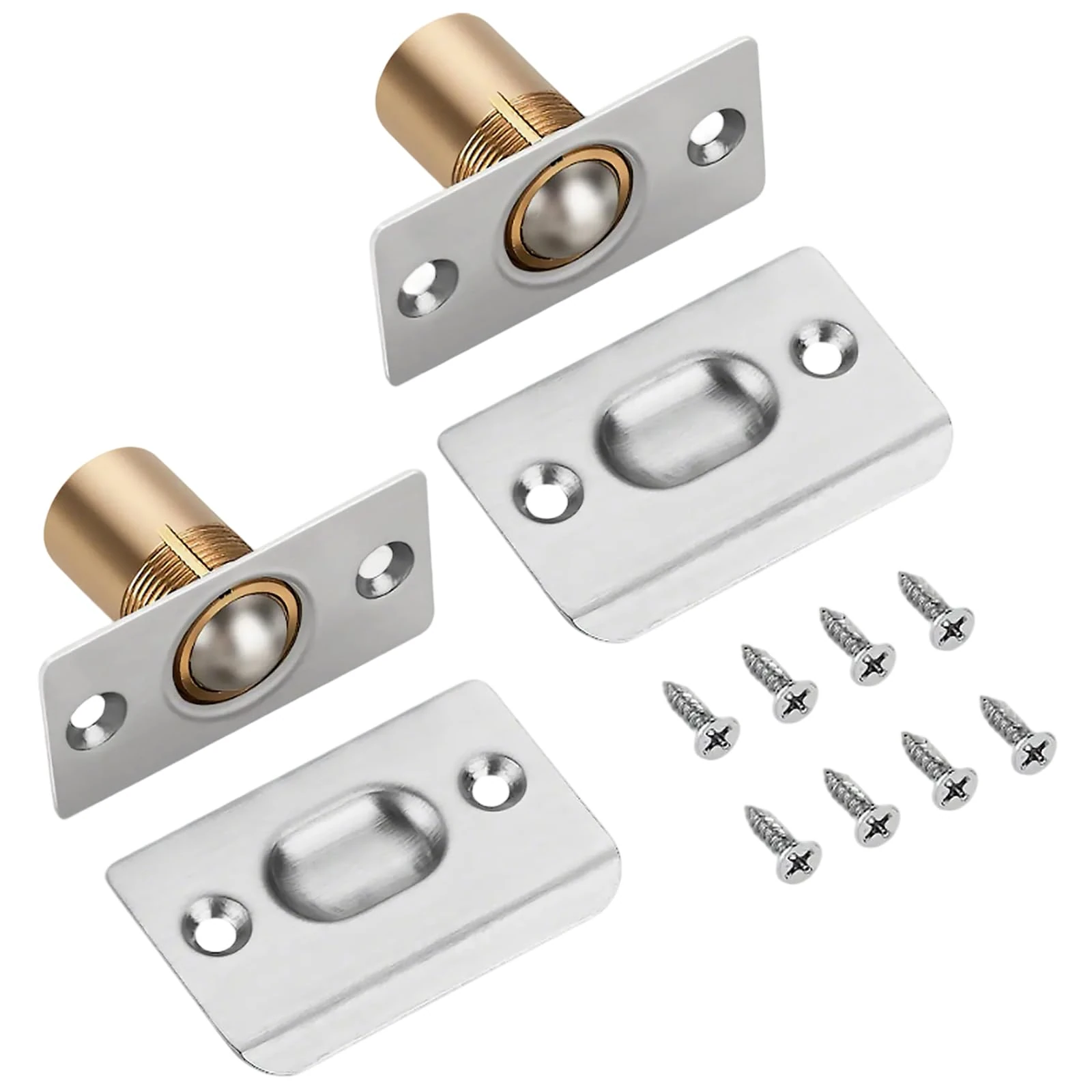 2 Sets Ball Door Catches for Internal Doors,Roller Ball Door Catches,Adjustable Ball Latches Spring Ball Bearing Door Catch for Cupboard Closet Top,Pantry Door Latch Invisible Cupboard Closure