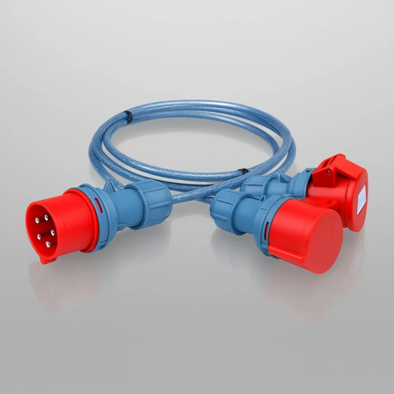 3 PHASE Splitter 32A TO 2x 16A Sockets 3 Metres (5 PIN) | STEEL ARMOURED FLEXIBLE EXTENSION Power Lead IP44 415V (3 Metre)