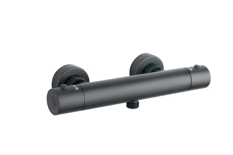 Keenware KRA-028 KBS-028 Black Brass Thermostatic Bar Shower Valve with Bottom Outlet, Chrome