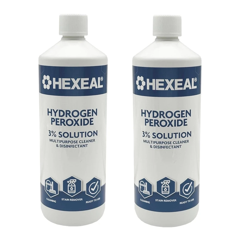 Hexeal Hydrogen Peroxide 2L – 2 x 1L Bottles of 3% Hydrogen Peroxide – Multipurpose Cleaner, Disinfectant and Stain Remover