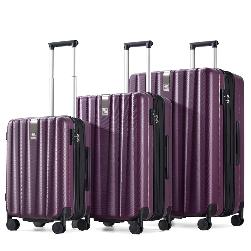 Hanke Underseat Carry On Luggage Suitcase with Wheels 14in 16in 20in 24in 29in Spinner TSA Luggage Lighweight PC Hardside Rolling Suitcases Travel Bag, Purple, Carry-On 20-Inch