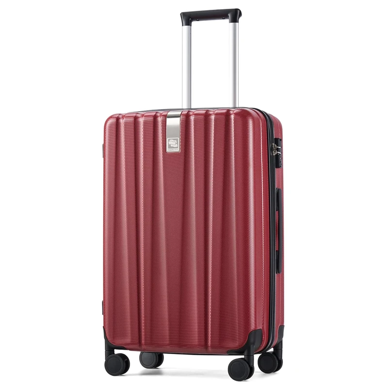 Hanke Underseat Carry On Luggage Suitcase with Wheels 14in 16in 20in 24in 29in Spinner TSA Luggage Lighweight PC Hardside Rolling Suitcases Travel Bag, Burgundy, Carry-On 20-Inch
