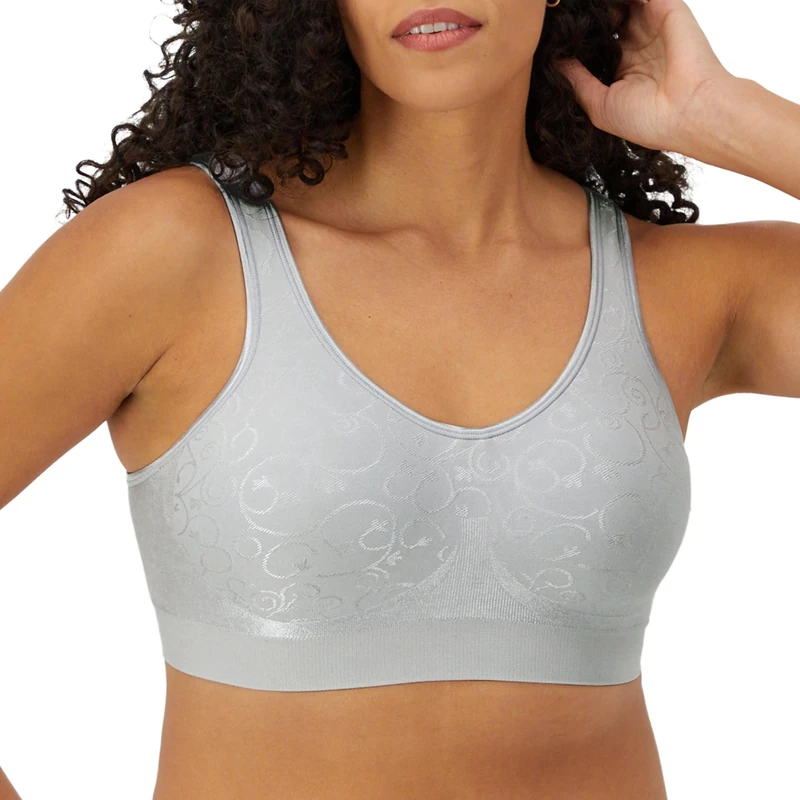 Bali Women's Comfort Revolution Wireless Bra, ComfortFlex Fit Full-Coverage Bra, DF3488, Crystal Grey Swirl, XXL