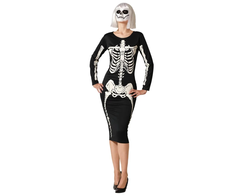 Atosa 81984 Disfraz Esqueleto Adulto Mujer Adults, Glow in The Darks Skeleton Costume, XS-S