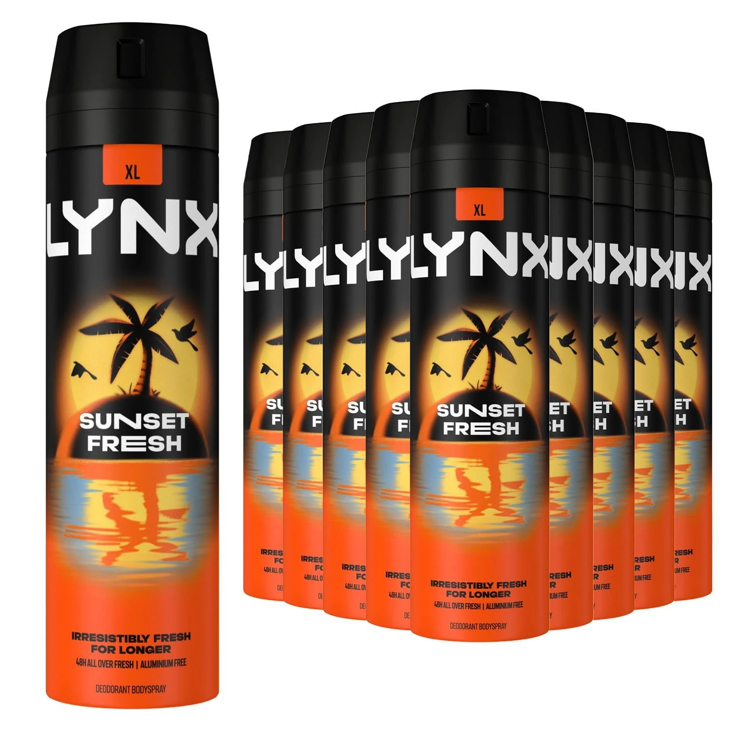 Lynx XL Sunset Fresh Deodorant for Men Multipack With Mango and Mandarin Scent Long Lasting Fragrance with 48 Hours All over Freshness Aluminium Free Body Spray 200 ml, 12 Pack