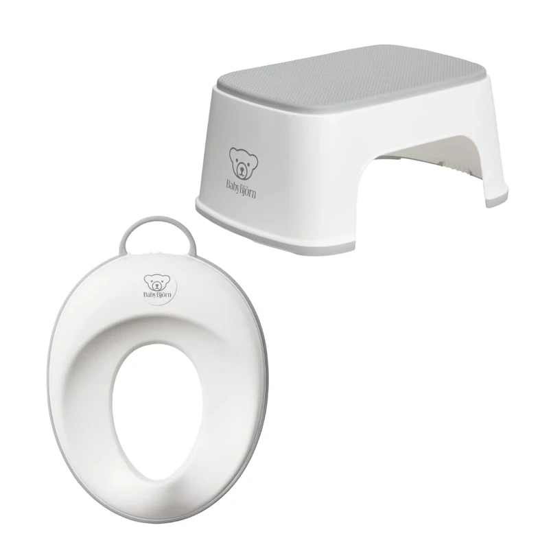 Toilet Training Seat, White/Grey + Step Stool, White/Grey