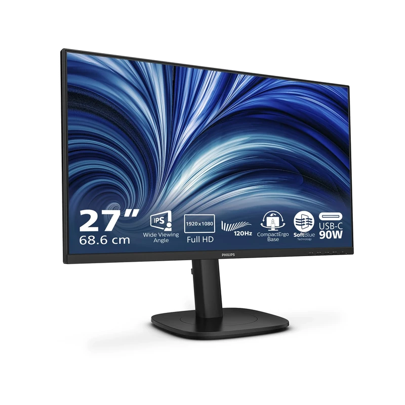 PHILIPS 24B2U3301-24 inch Full HD monitor, 130mm height adjustable, speakers (1920x1080, 120 Hz, HDMI 1.4, DP 1.4, DP out, USB-C (90W PD), USB Hub, RJ45) black