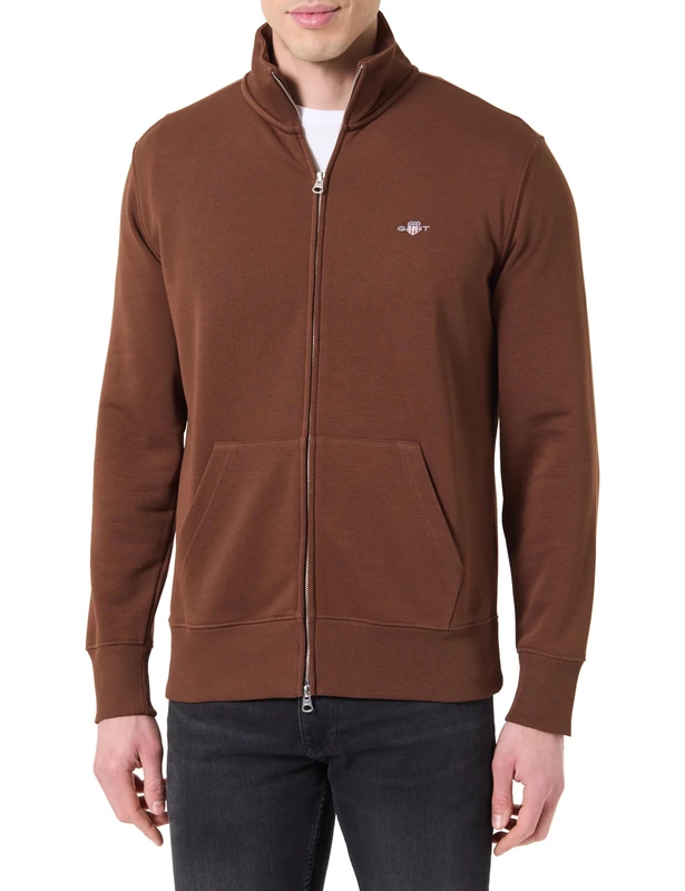 GANT REG Shield Full Zip Sweat, Mahogany Brown, M