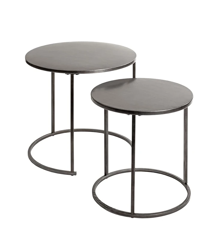 HAKU Möbel side table set of 2, anthracite, metal, dimensions: H 43/48 x Ø 40/50 cm, style Urban Collective